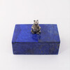 Modern Lapis Lazuli Box with Silver Bear Top Handle 54281