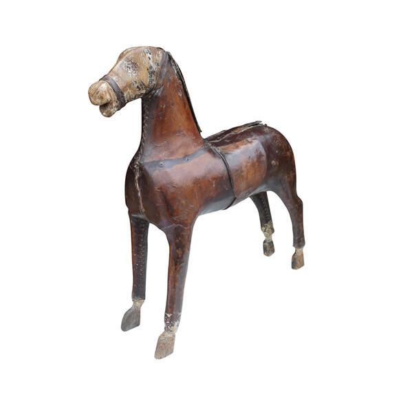 French Vintage Leather Horse 31862