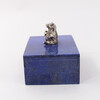Modern Lapis Lazuli Box with Silver Bear Top Handle 67281