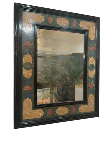 20TH CENTURY EBONISED WOOD SCAGLIOLA MIRROR 78263