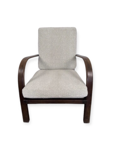 Single Mid Century French Slat Back Arm Chair 65996