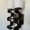 Pair of Lucca Studio Currier Sconces in Bronze and Leather 73549