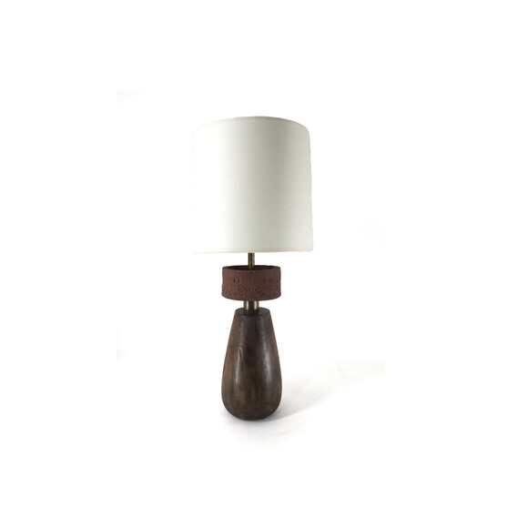Unique Vintage Wood and Ceramic Lamp 53898