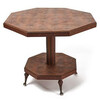 Octagonal Table With Wood Inlay On Brass and Glass Claw Feet 68811