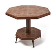 Octagonal Table With Wood Inlay On Brass and Glass Claw Feet 68811