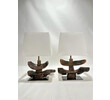 Pair of 18th Century Wood Element Lamps with Custom Shades 57433