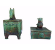 Pair French Green Glazed Ceramic Boxes 24684