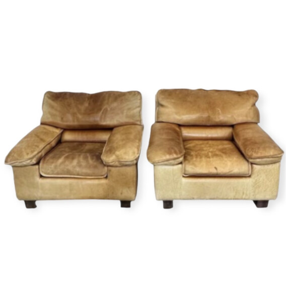 Pair of  Danish Leather Arm Chairs 77991