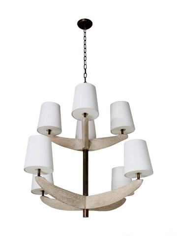 Lucca Studio Bancroft Oak and Brass Chandelier 78102