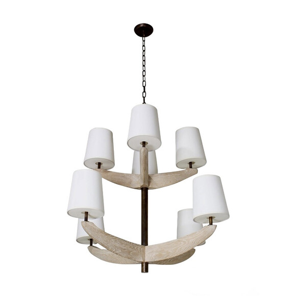 Lucca Studio Bancroft Oak and Brass Chandelier 73462