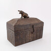 Primitive Wood Box with Bronze Pig Finial 59356