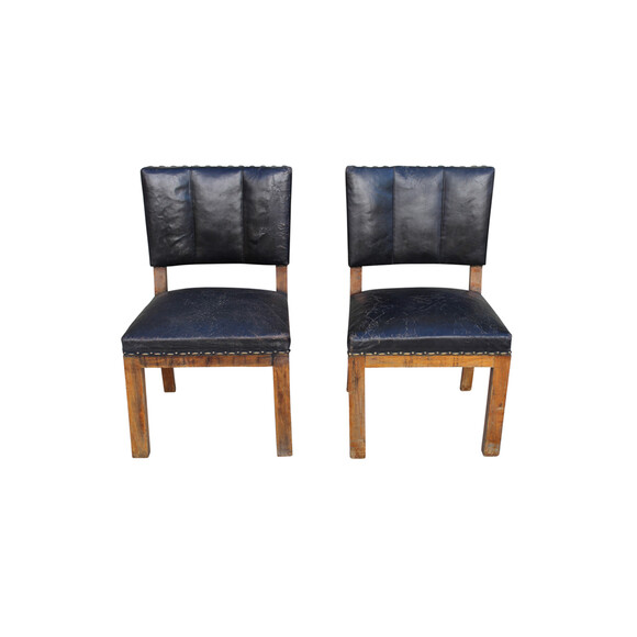 Pair Danish Leather Side Chairs 22235