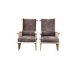 Pair of French Oak Arm Chairs w Suede Cushions 29303