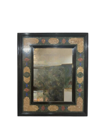 20TH CENTURY EBONIZED WOOD SCAGLIOLA MIRROR 78264