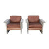 Pair Limited Edition Vintage Danish Leather Arm Chairs 32689