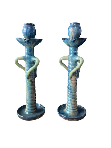 Unique Studio Pottery Candlesticks 78089