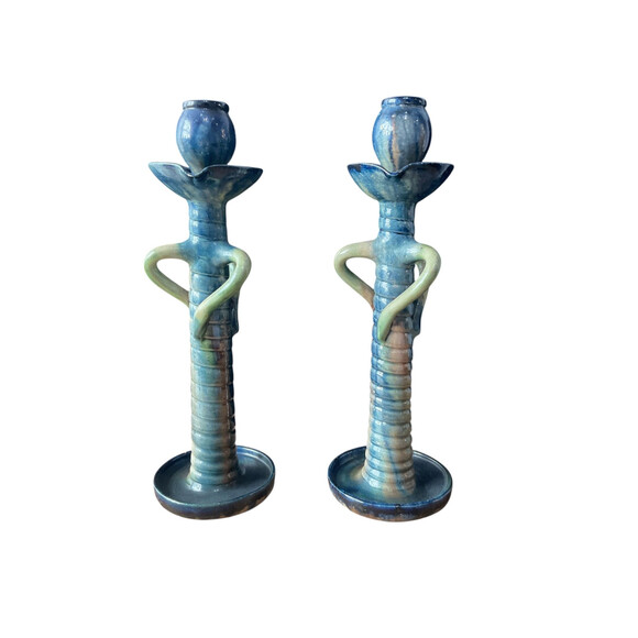 Unique Studio Pottery Candlesticks 78089