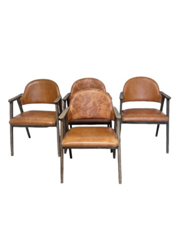 Set of (4) Danish Dining Chairs in Leather 64223