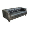Vintage French Black Leather Sofa 26013