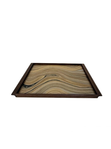 Limited Edition Walnut Tray with Vintage Italian Marbleized Paper 79287