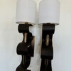 Pair of Lucca Studio Currier Sconces in Bronze and Leather 73549