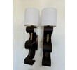 Pair of Lucca Studio Currier Sconces in Bronze and Leather 73549