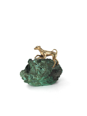 Bronze and Malachite Sculpture of a Dog 65886