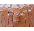 Stitched Woven Saddle Leather Ottoman 25219