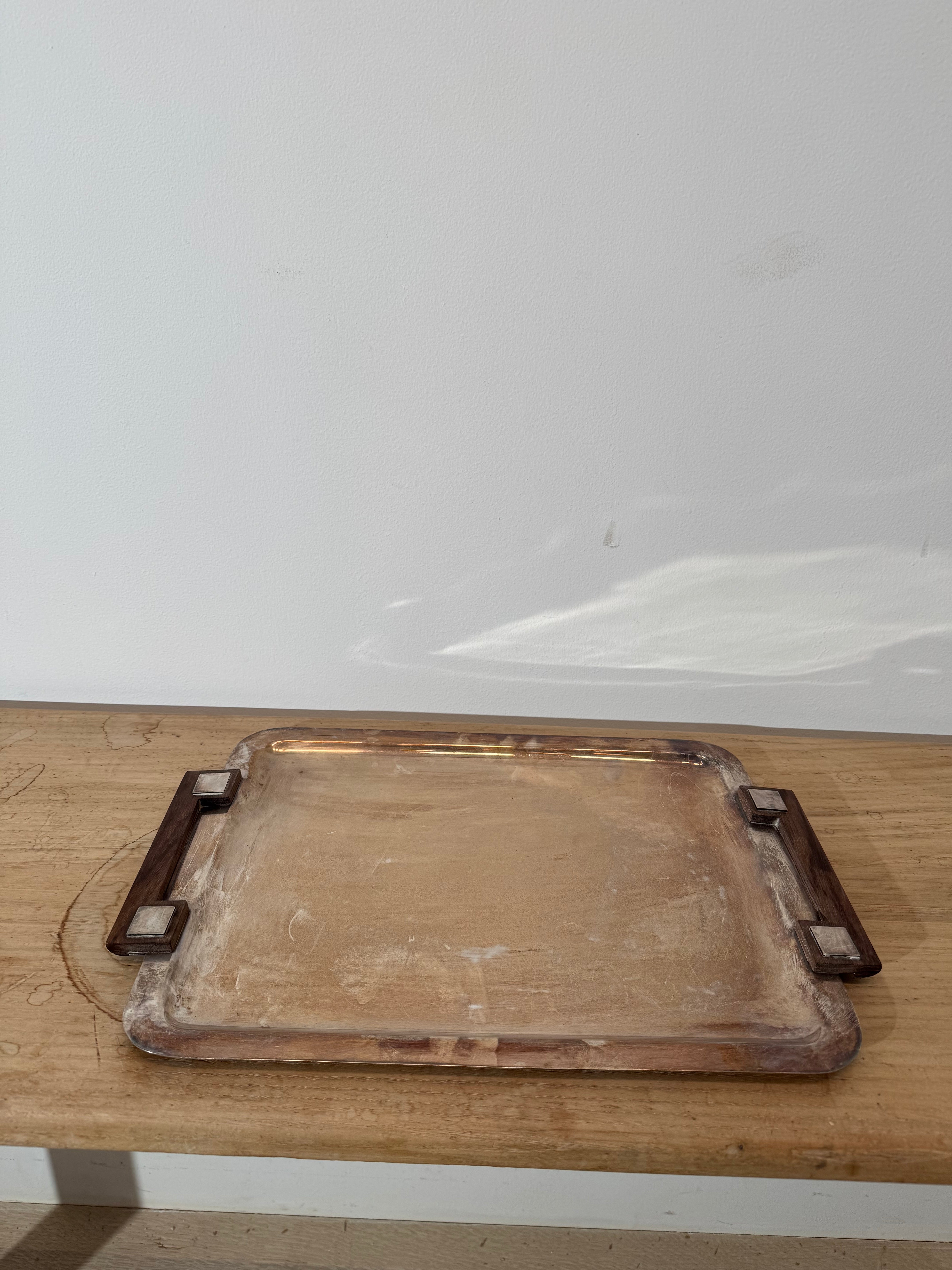 Vintage Christofle Silverplate & Wood Tray