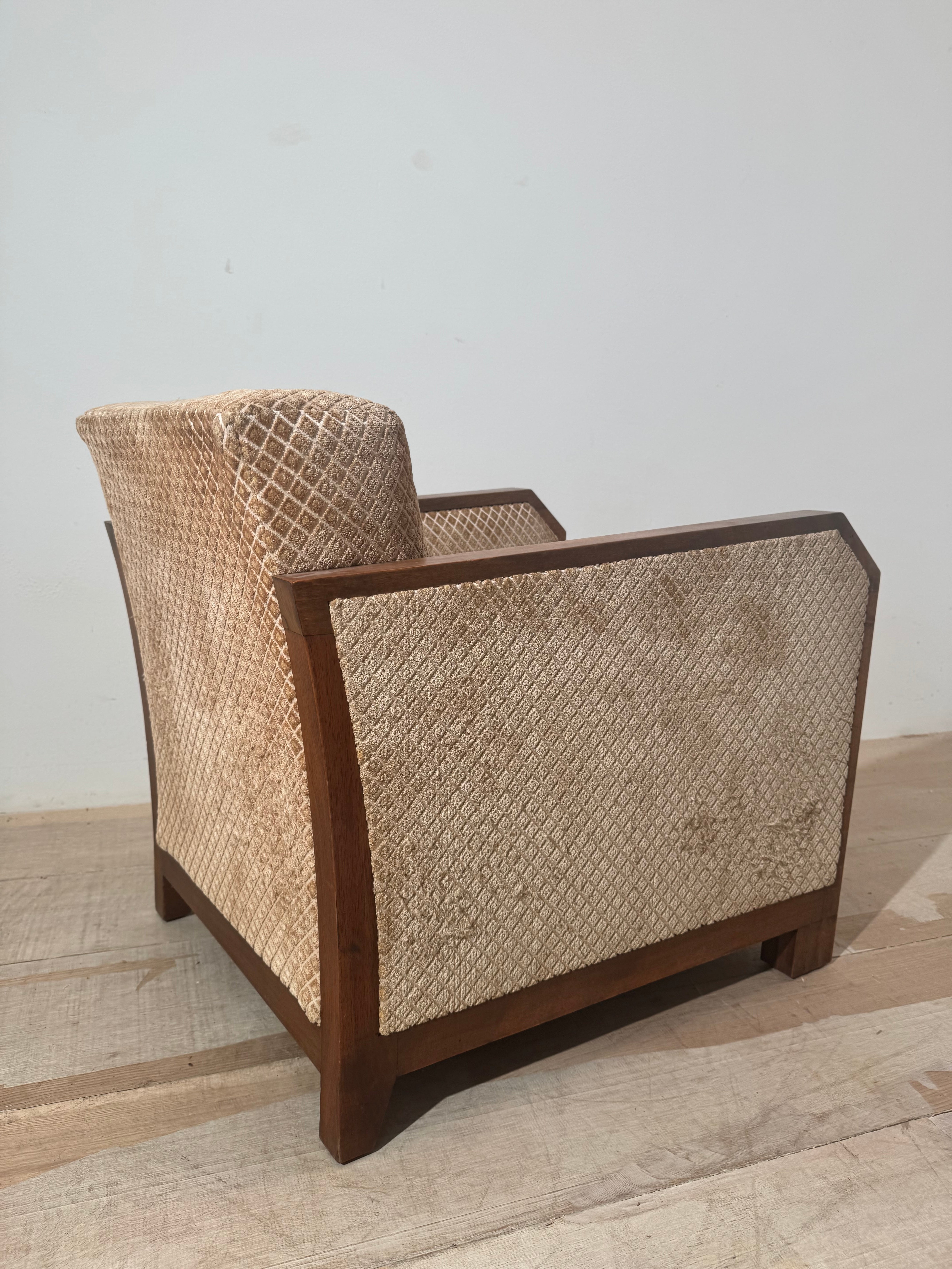 French 1940s Walnut Armchair