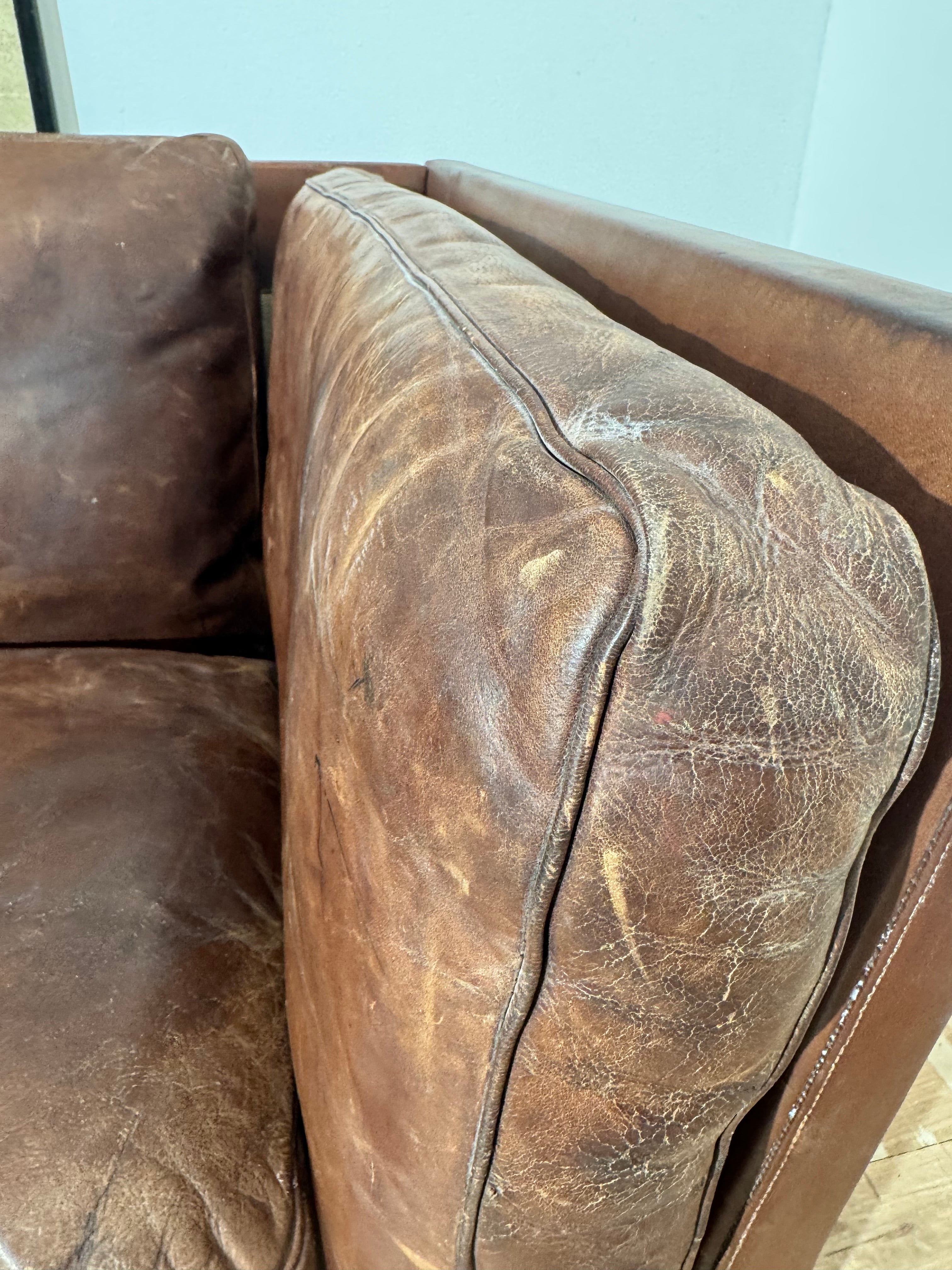 Danish Chocolate Brown Leather Sofa