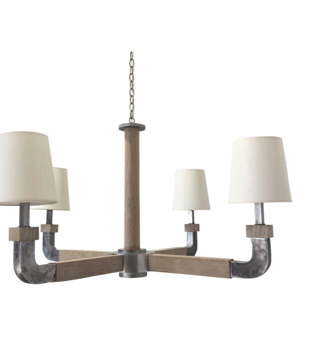 Lucca Studio James Oak and Aluminium Chandelier