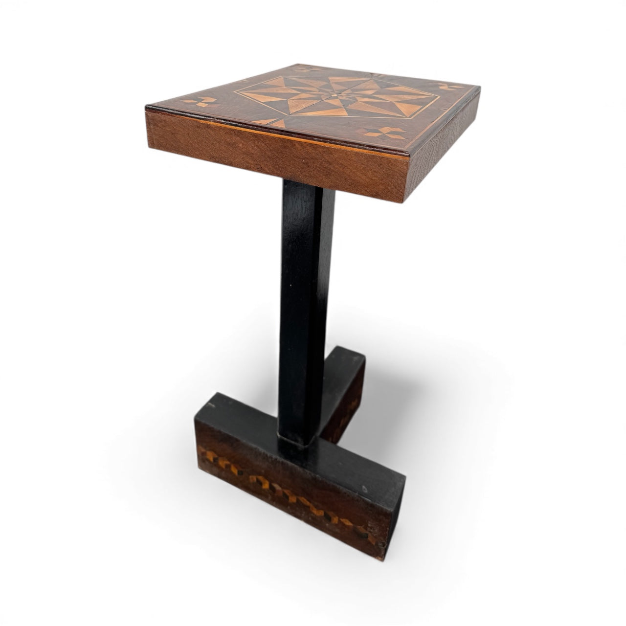Limited Edition Walnut Inlaid Top and Base Side Table