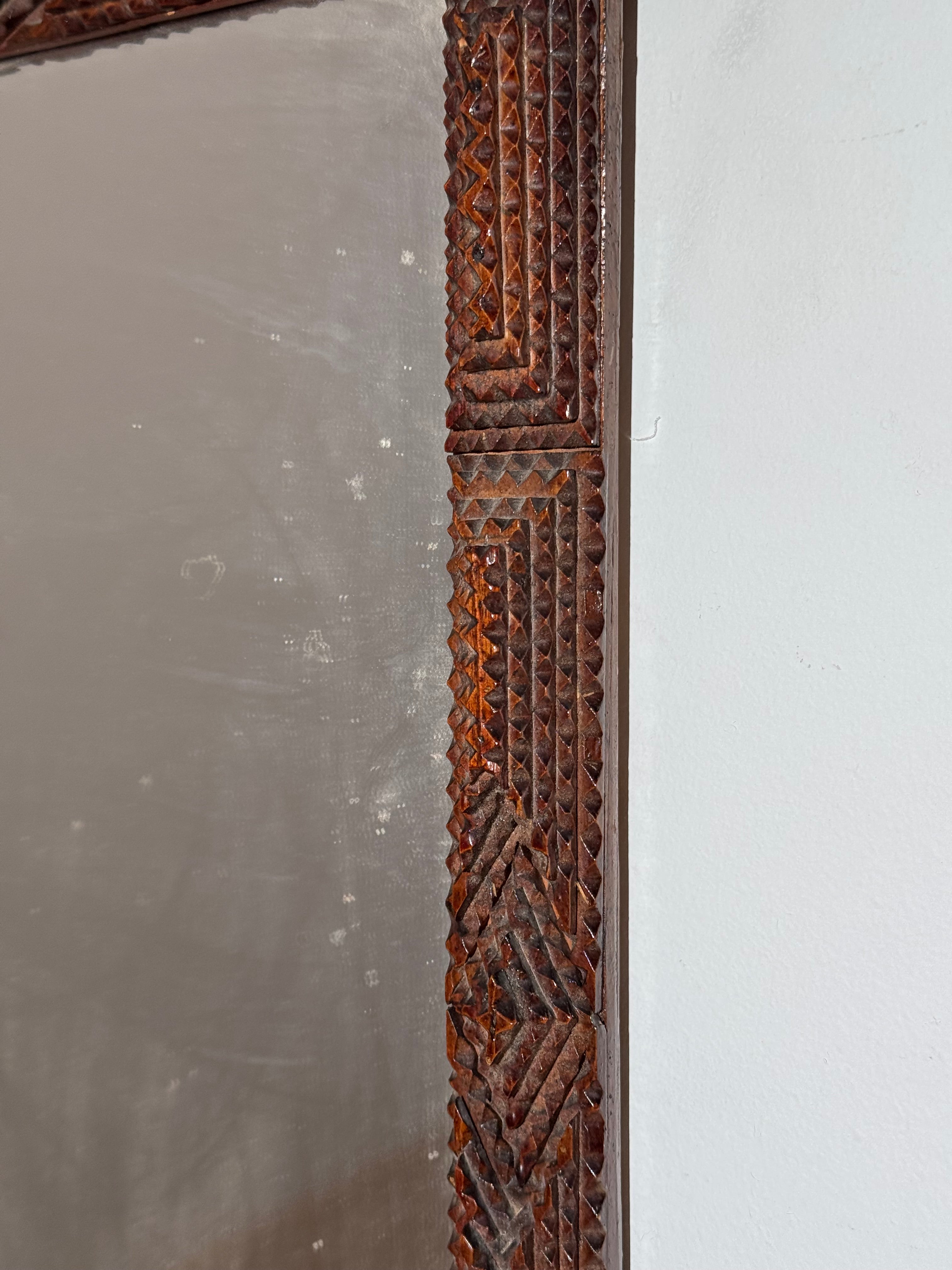 English 19c Tramp Art Mirror