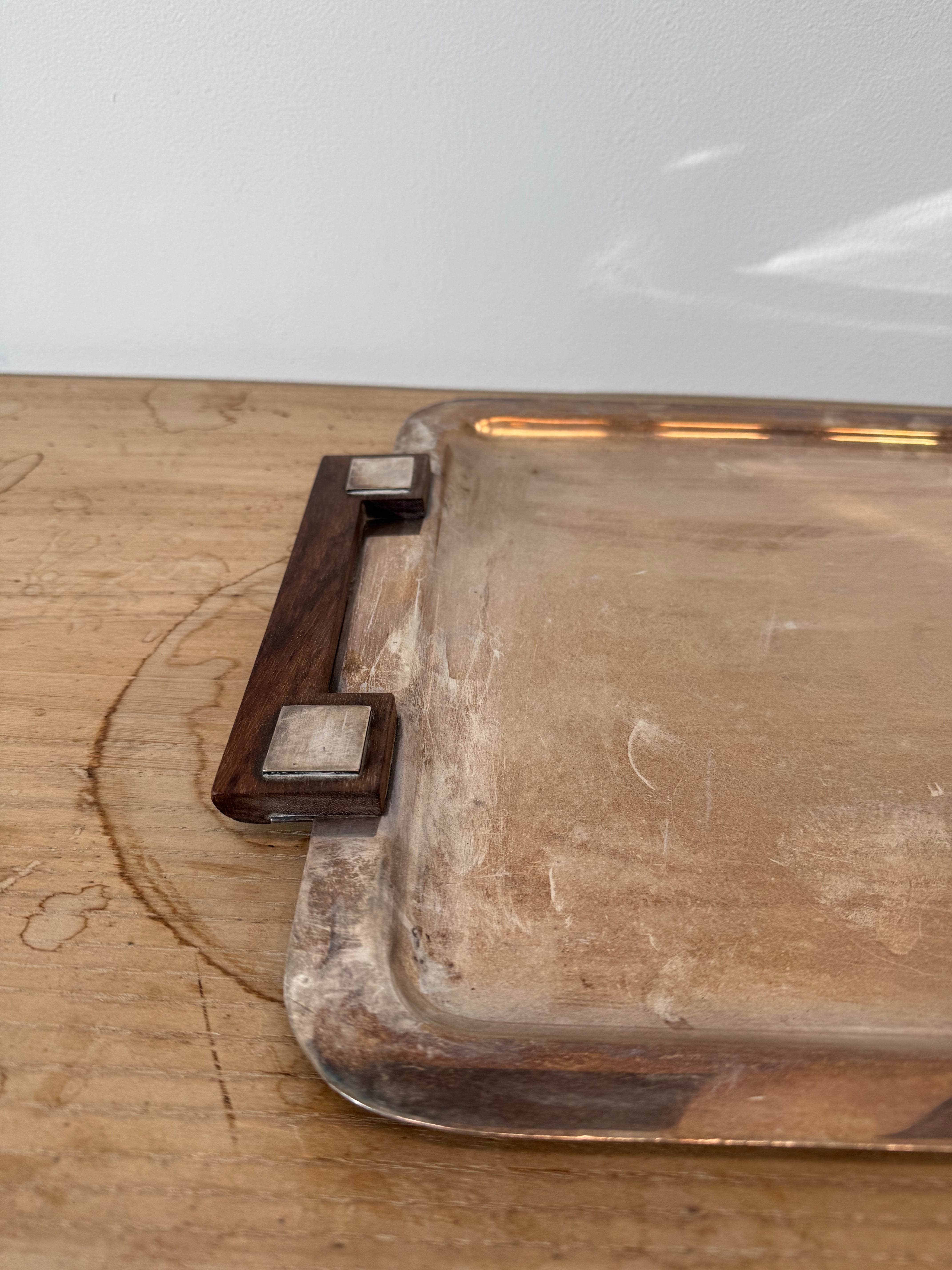 Vintage Christofle Silverplate & Wood Tray