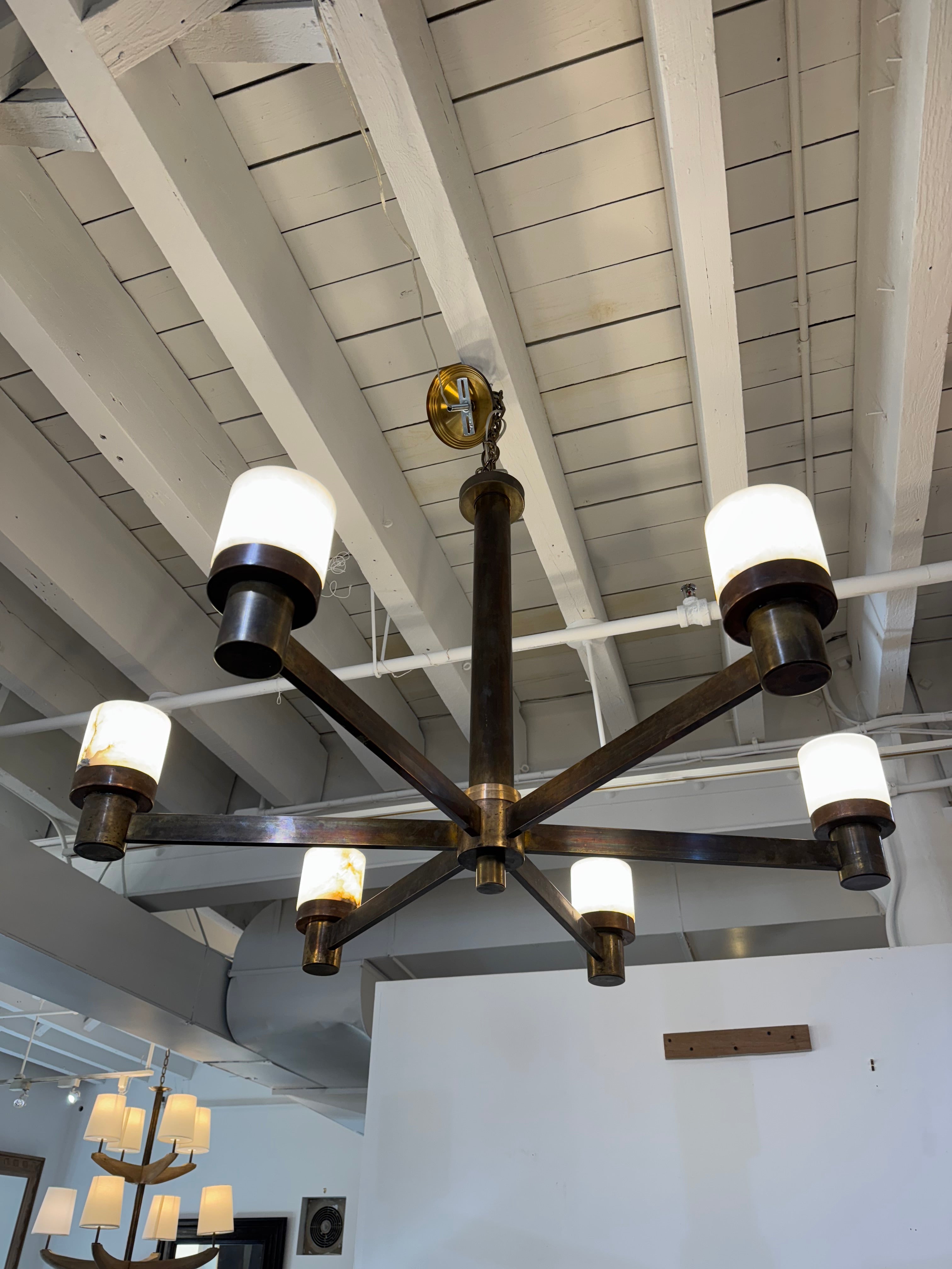 Limited Edition Bette Solid Bronze & Alabaster Chandelier