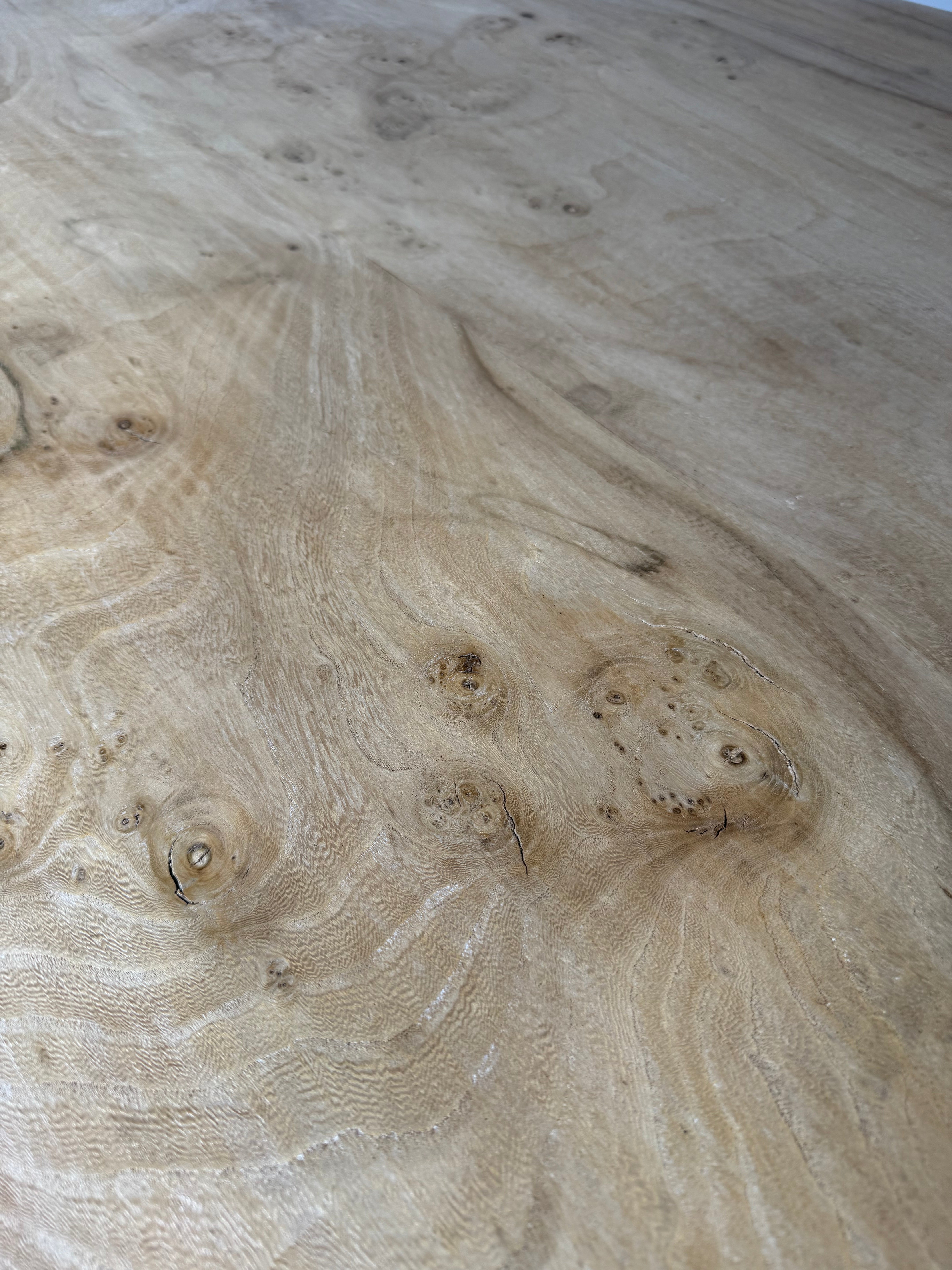 Limited Edition Burl Sycamore & Oxidized Metal Center Table
