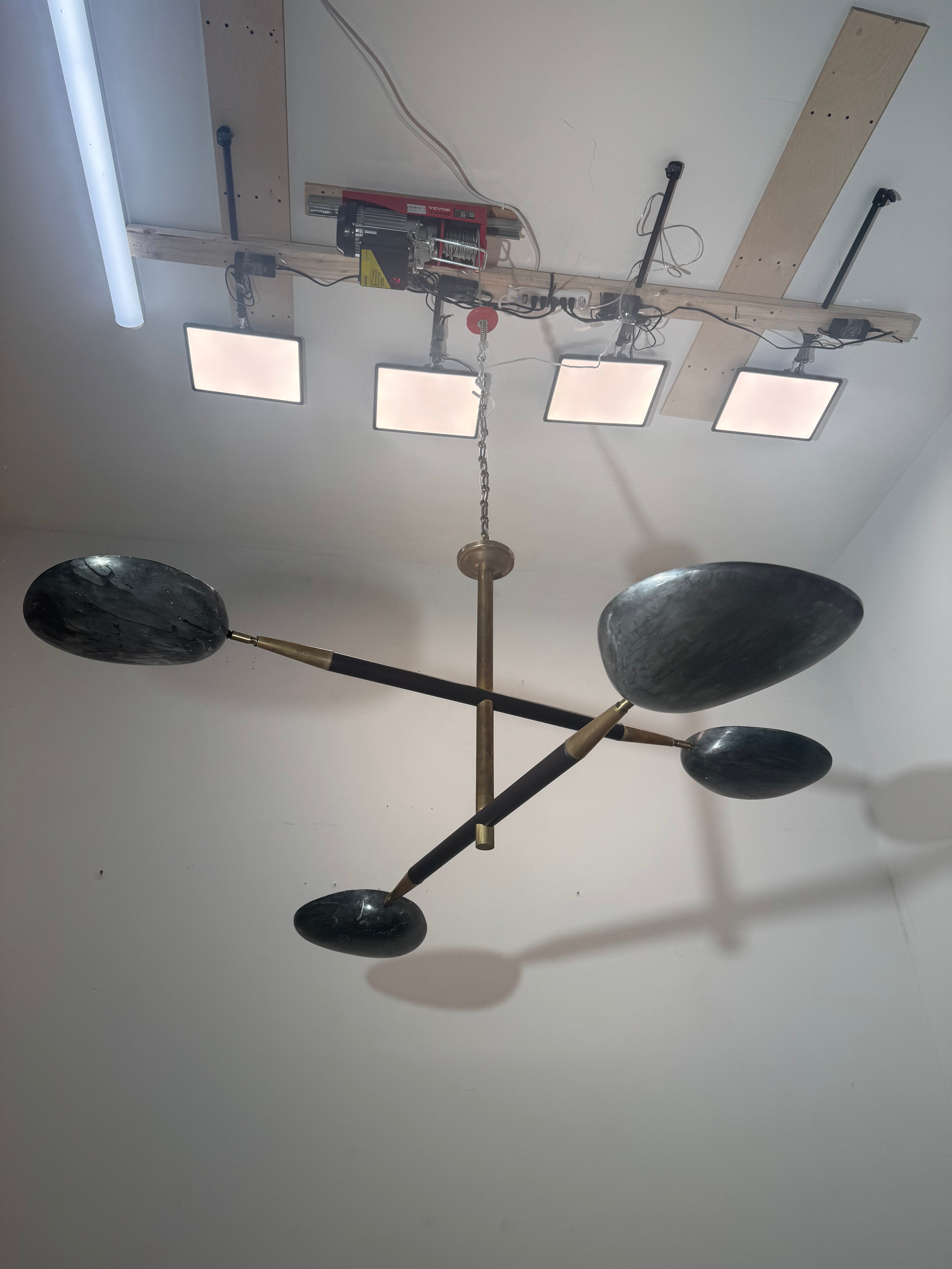 Lucca Studio Renata Chandelier in Leather & Bronze