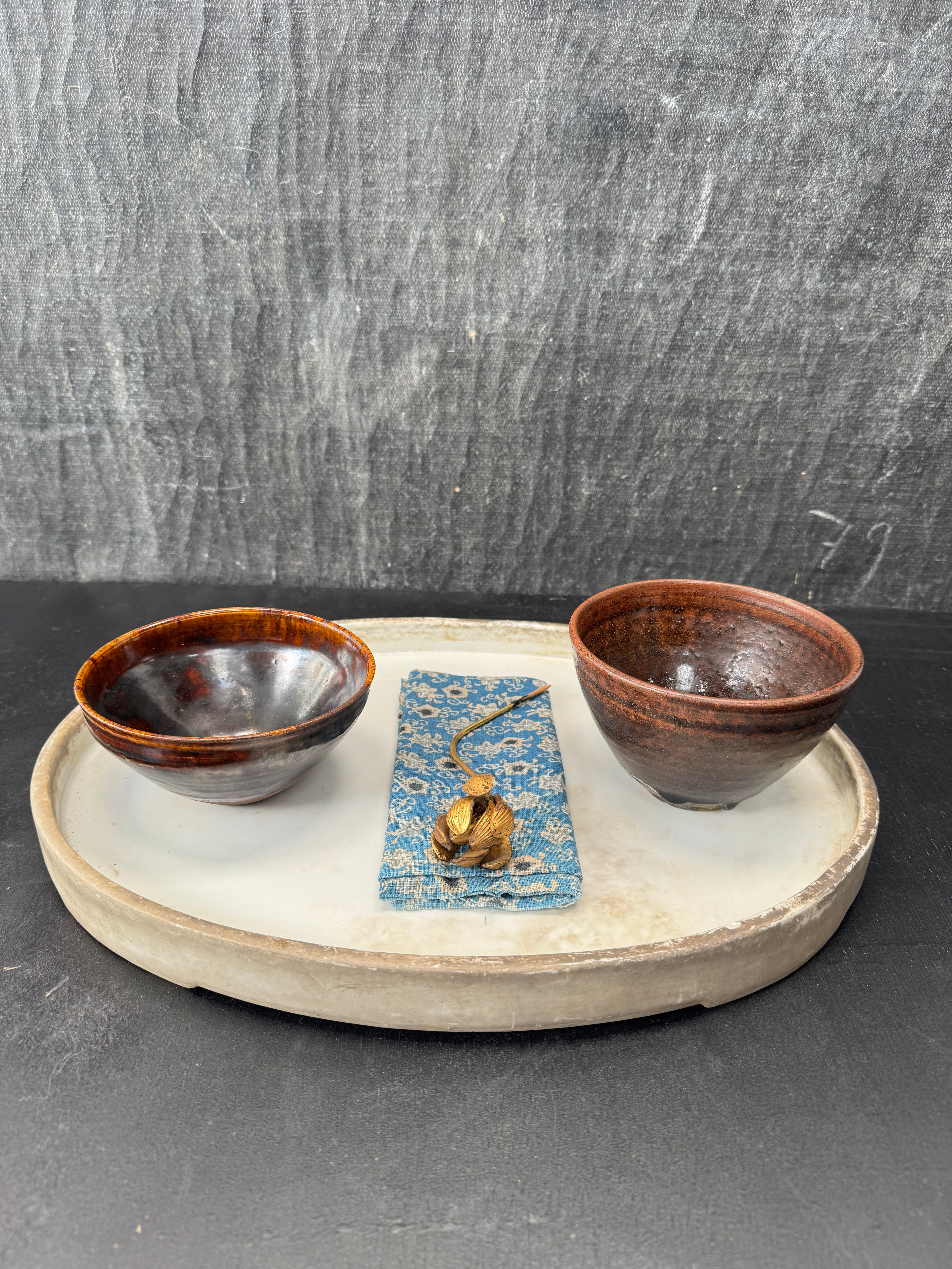 Vintage Japanese Ivory Color Glaze Ceramic Platter