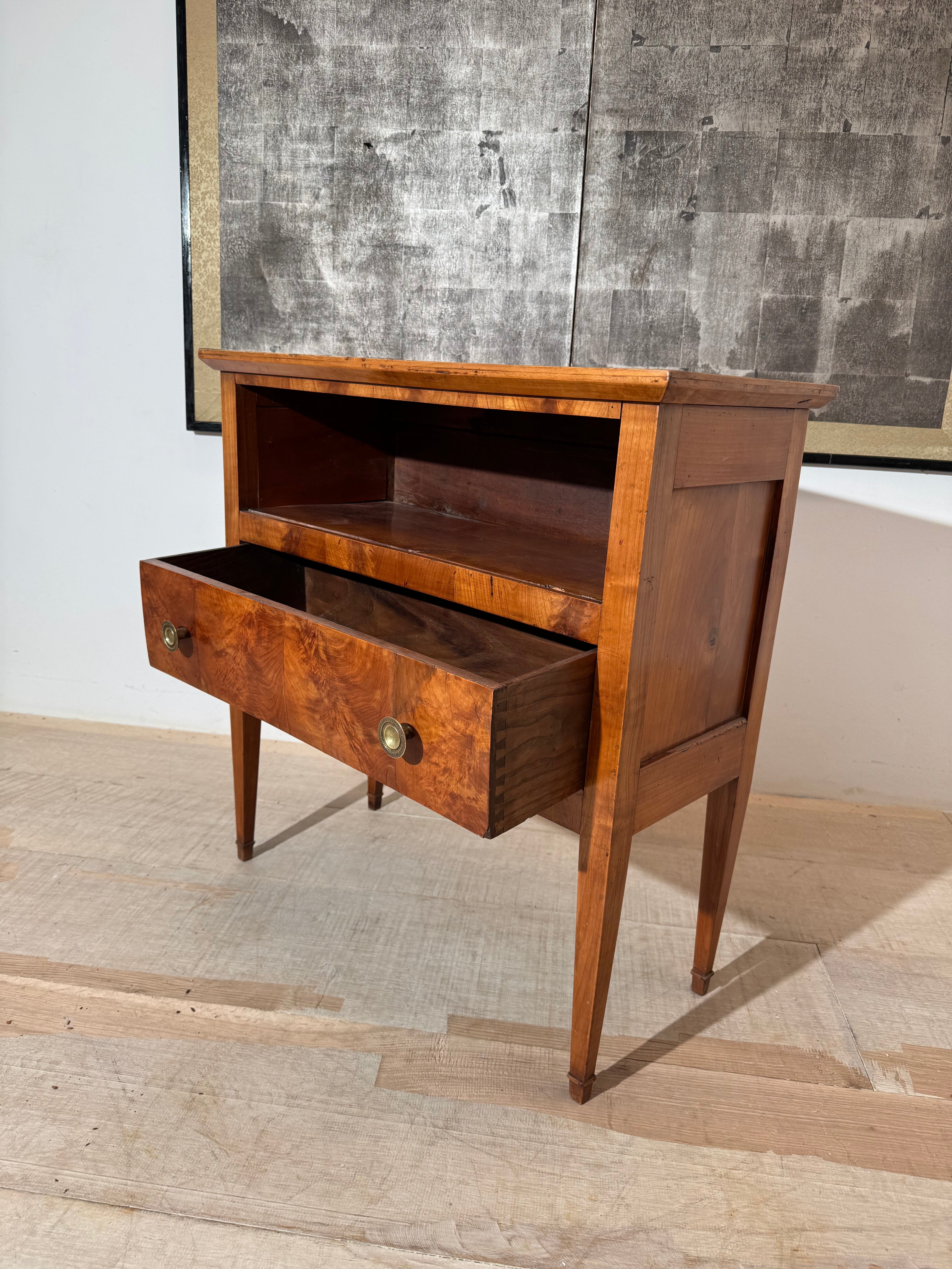 English 19c Fruitwood & Marble Nighstand