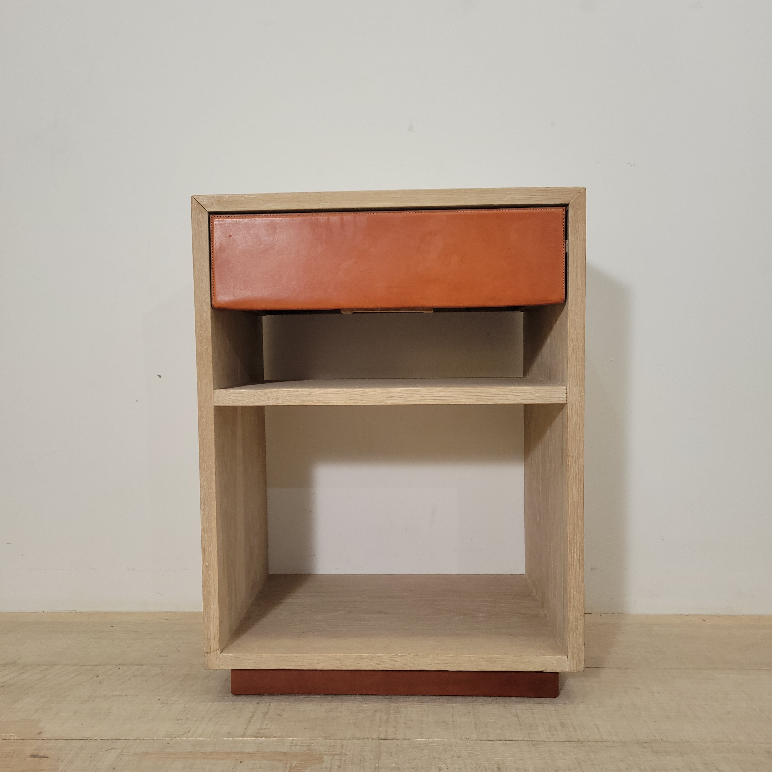 Limited Edition leather and oak nightstand