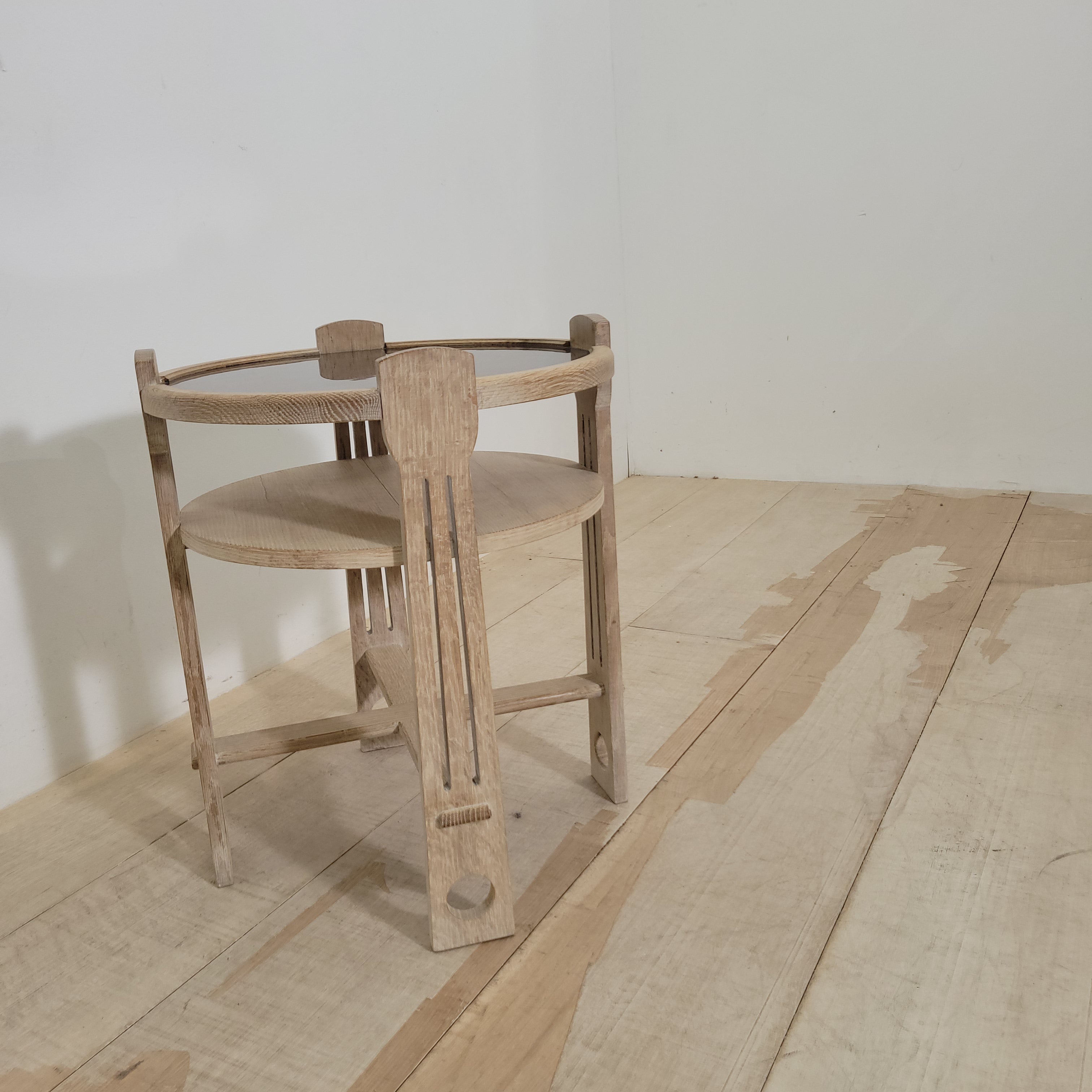 Limited edition oak and copper side table