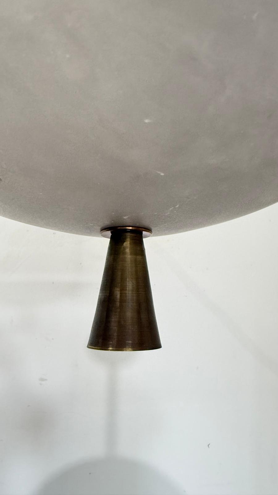 Limited Edition Antique Italian Alabaster and Modern Bronze Chandelier