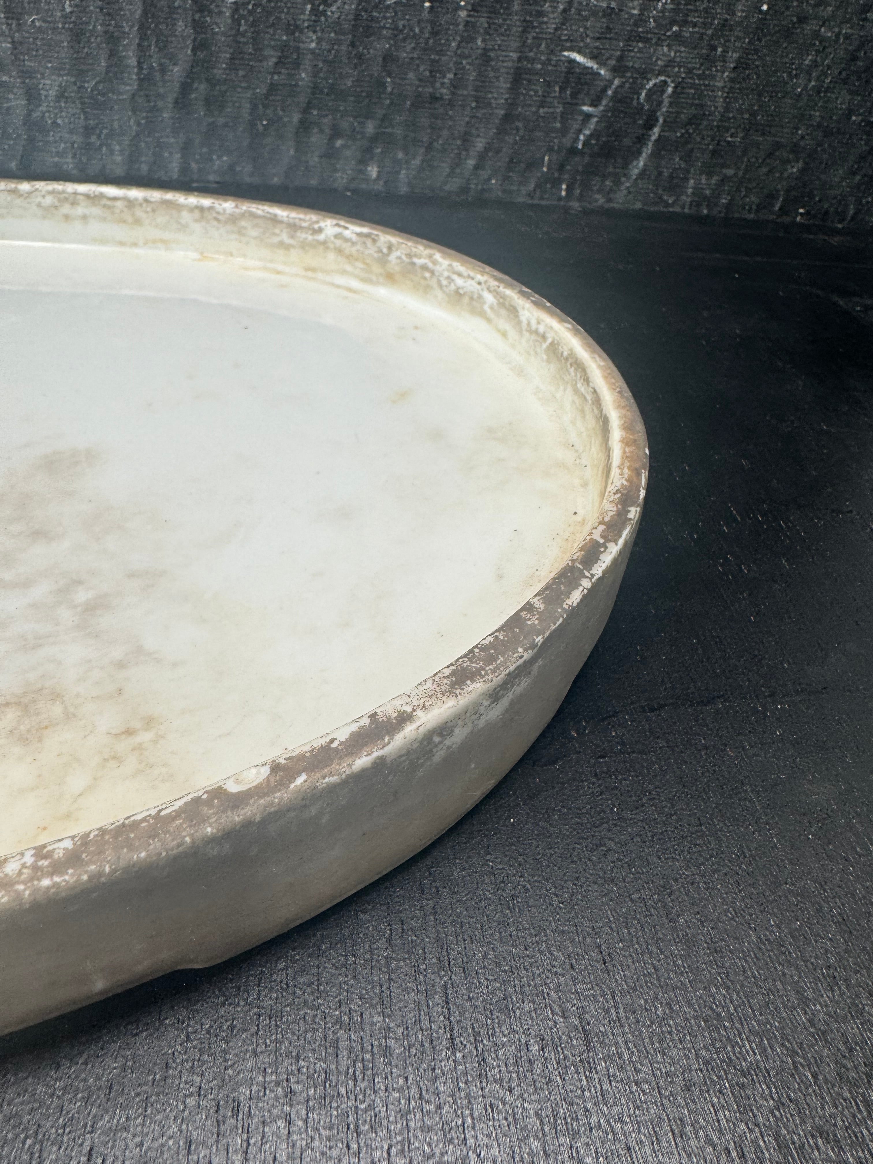 Vintage Japanese Ivory Color Glaze Ceramic Platter