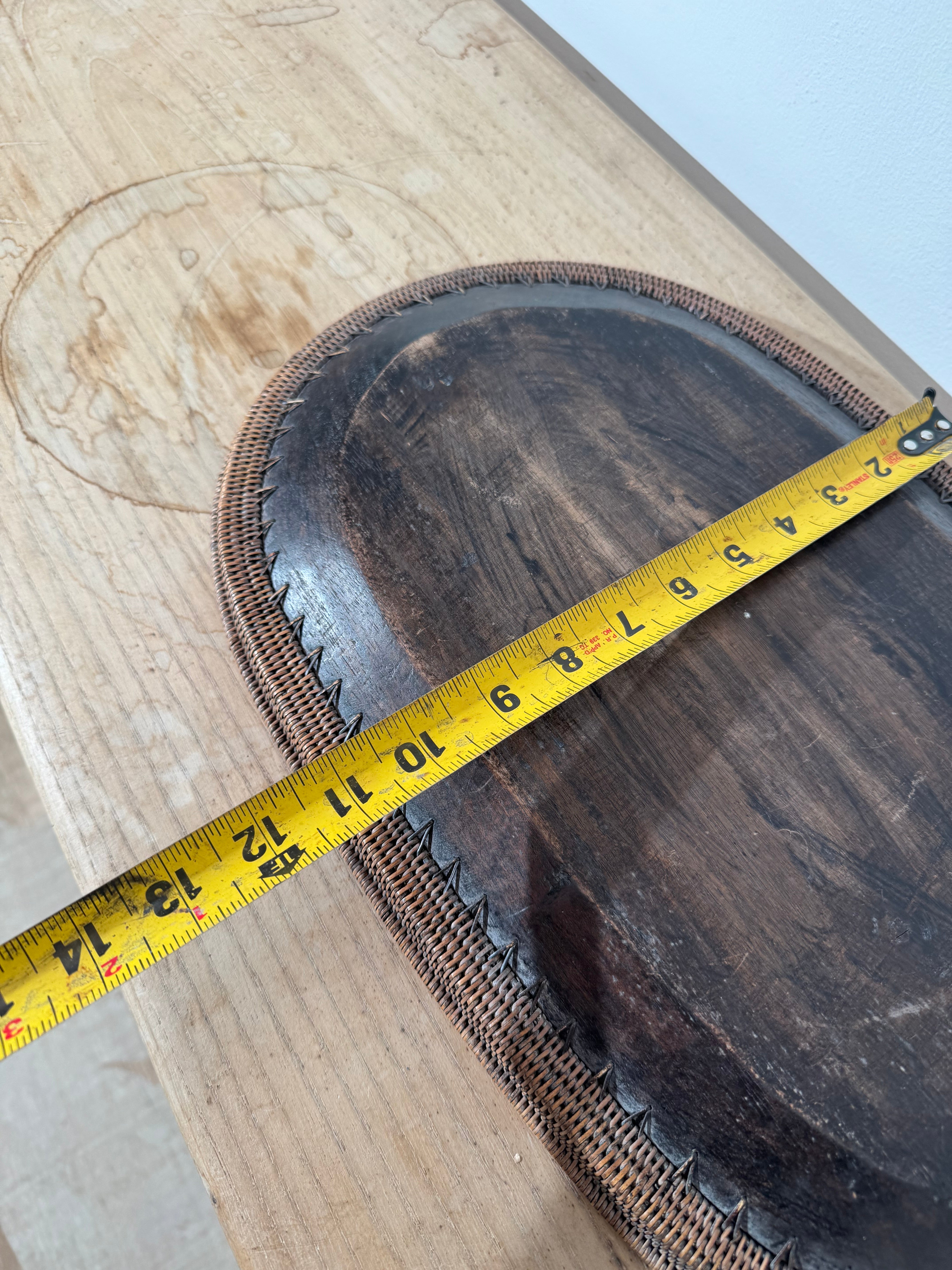 Unique Vintage Japanese Wood & Woven Tray