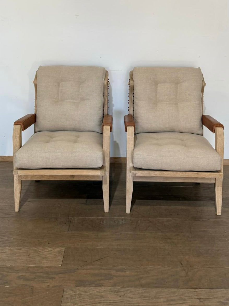 Pair of Lucca Studio Langdon Chairs with Leather Backs