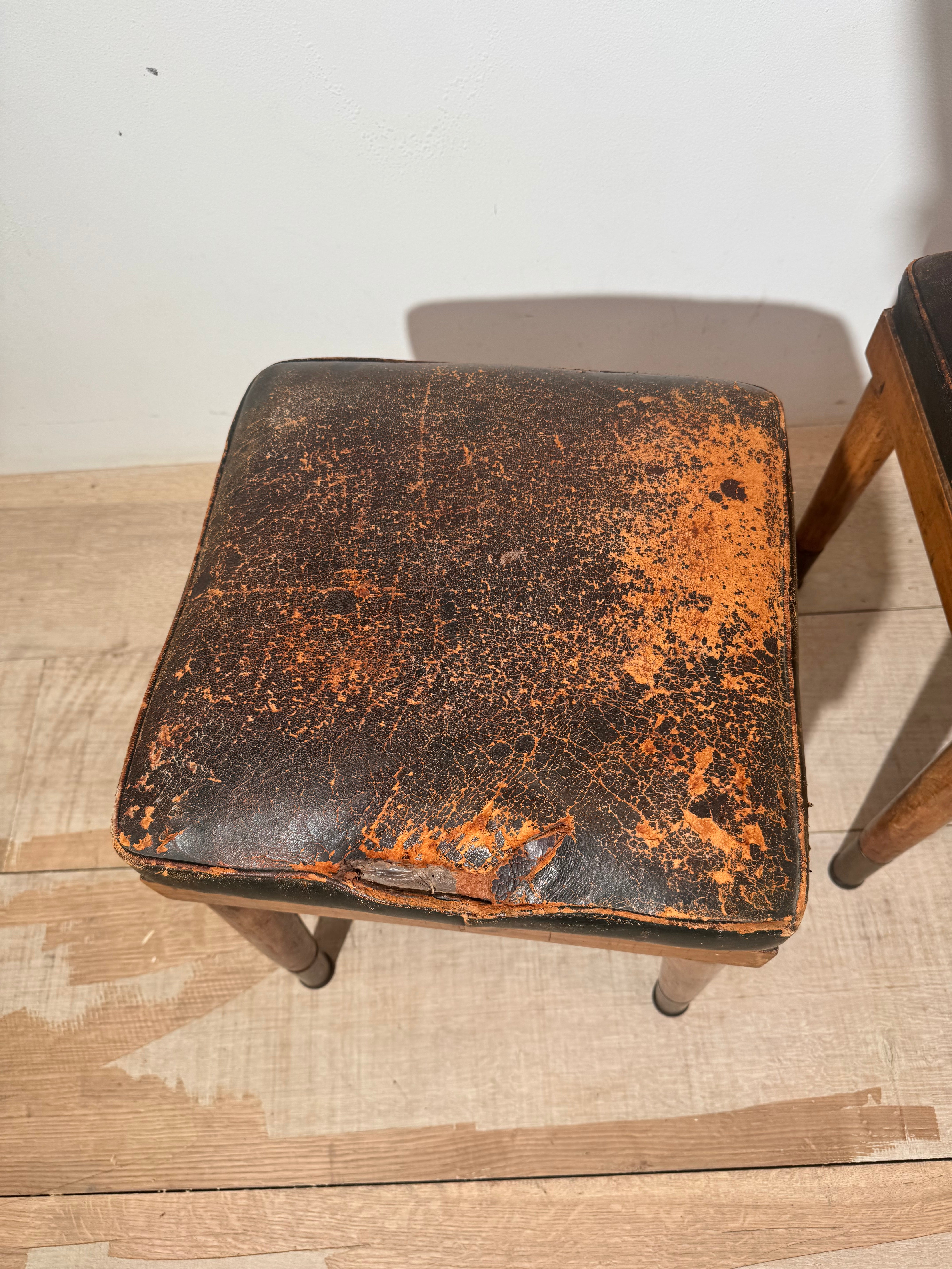 Stylish Pair of 19th century English leather benches