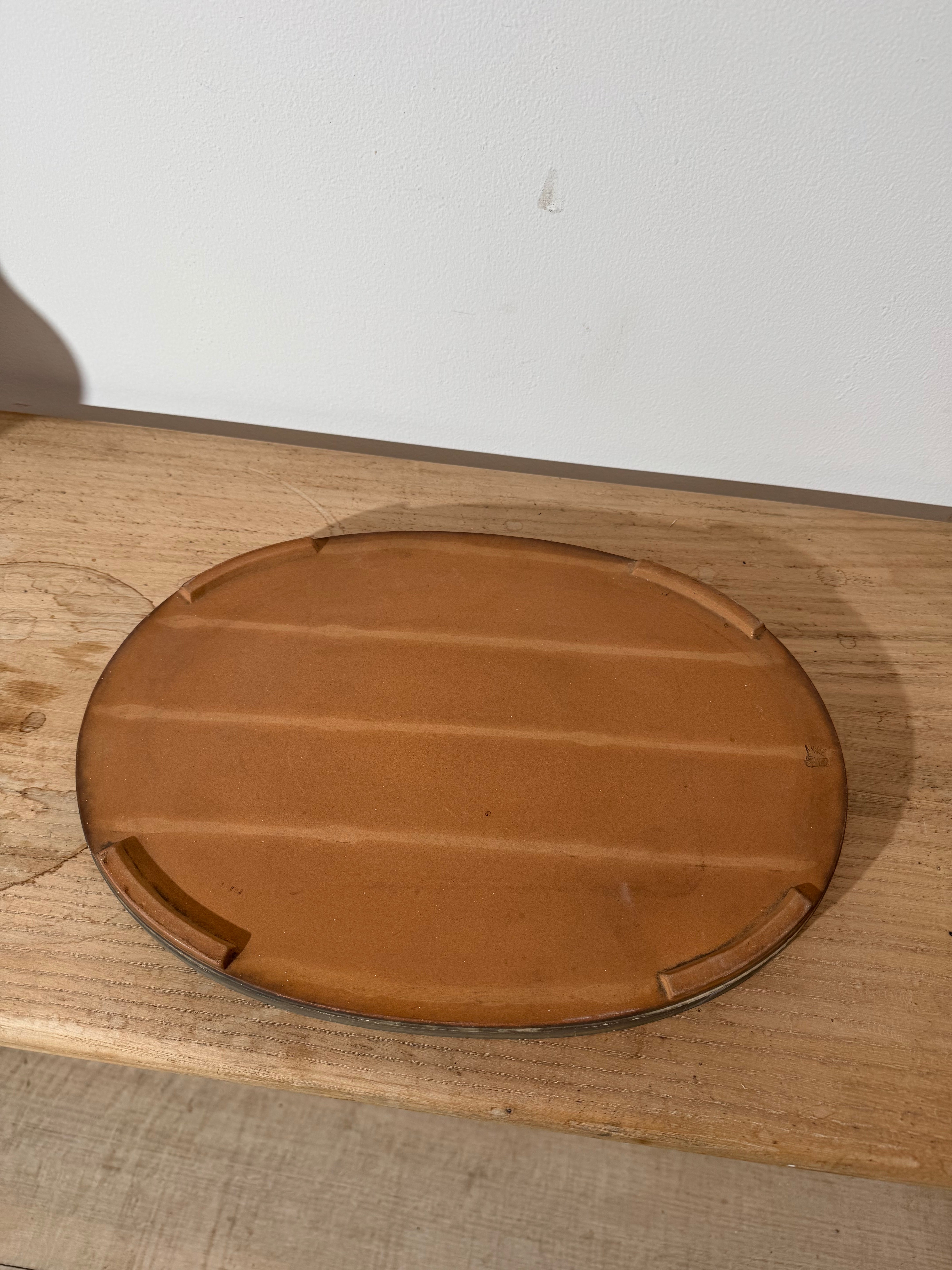 Large Japanese Cream Colored Vintage Pottery Tray