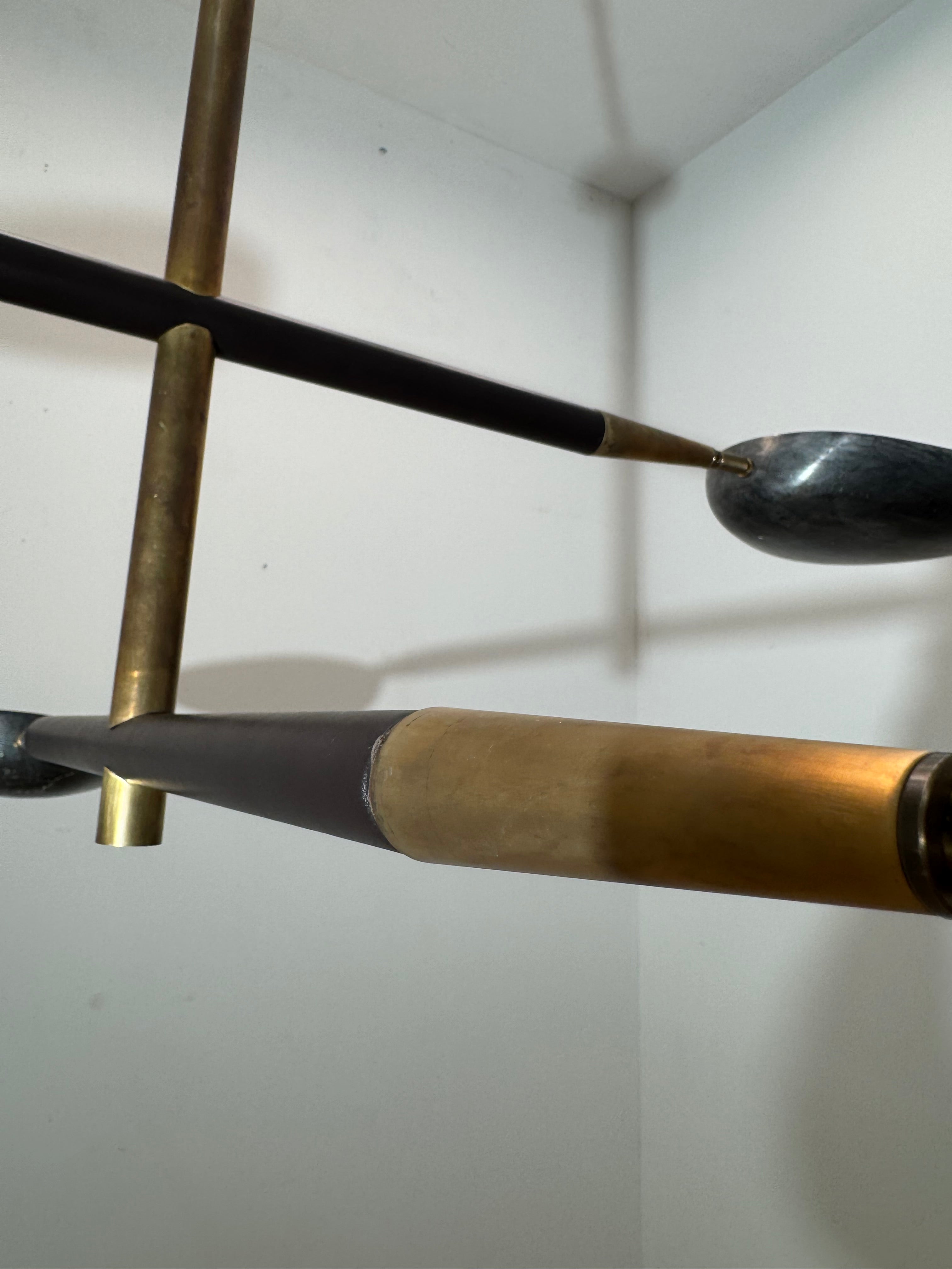 Lucca Studio Renata Chandelier in Leather & Bronze