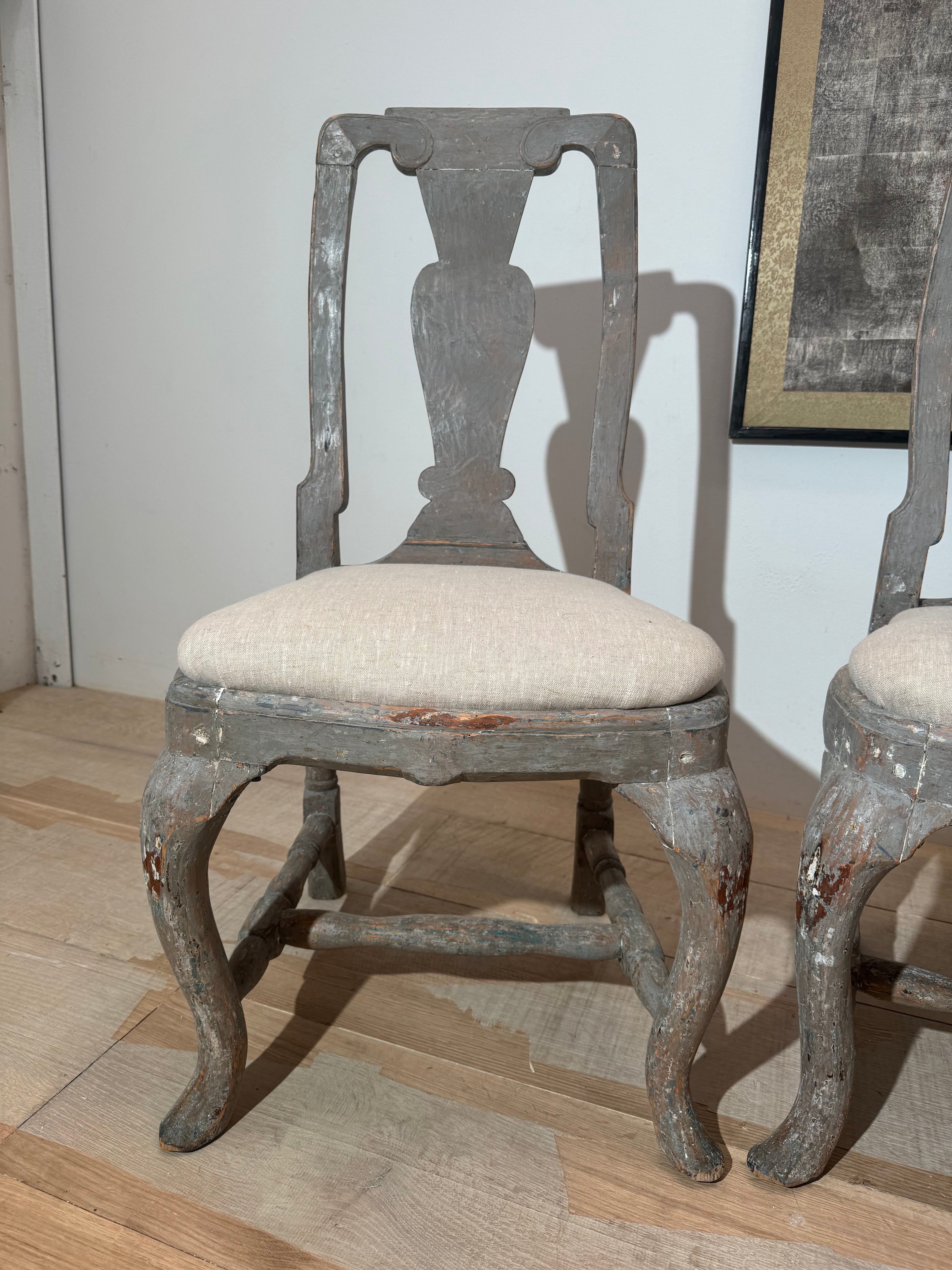 Set of Four Gustavian Painted Dining Chairs